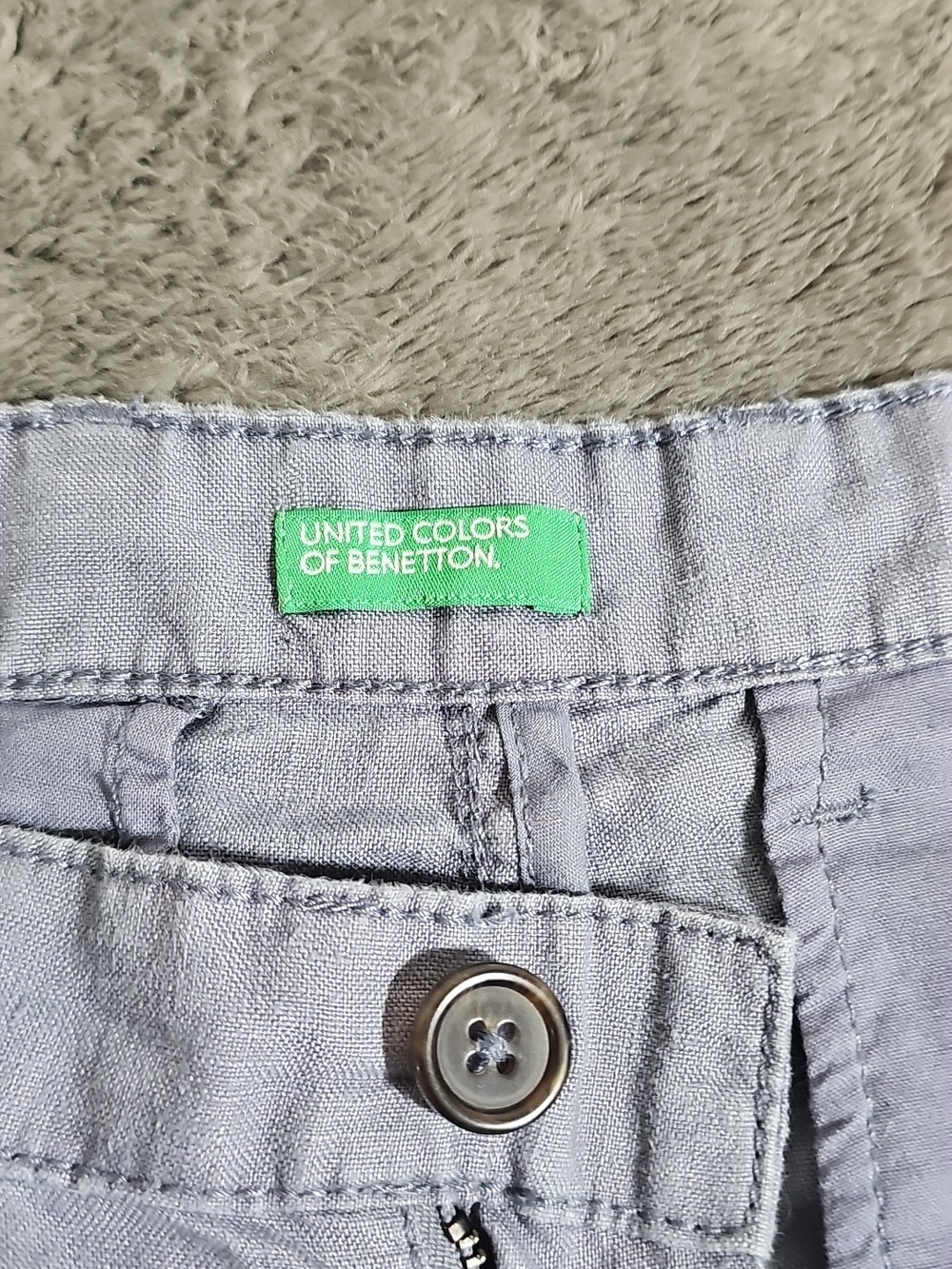 United Colors of Benetton Straight Leg 100% Linen Pants Pockets Belt Loops US 10 - Picture 9 of 13
